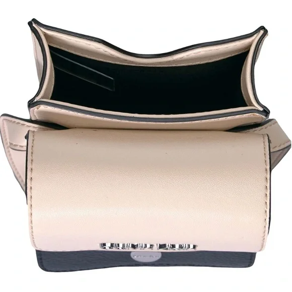 NWT Calvin Klein Tonya Calf Leather Beige/Sand Black Mini Belt Bag 1CK11 - Picture 5 of 6